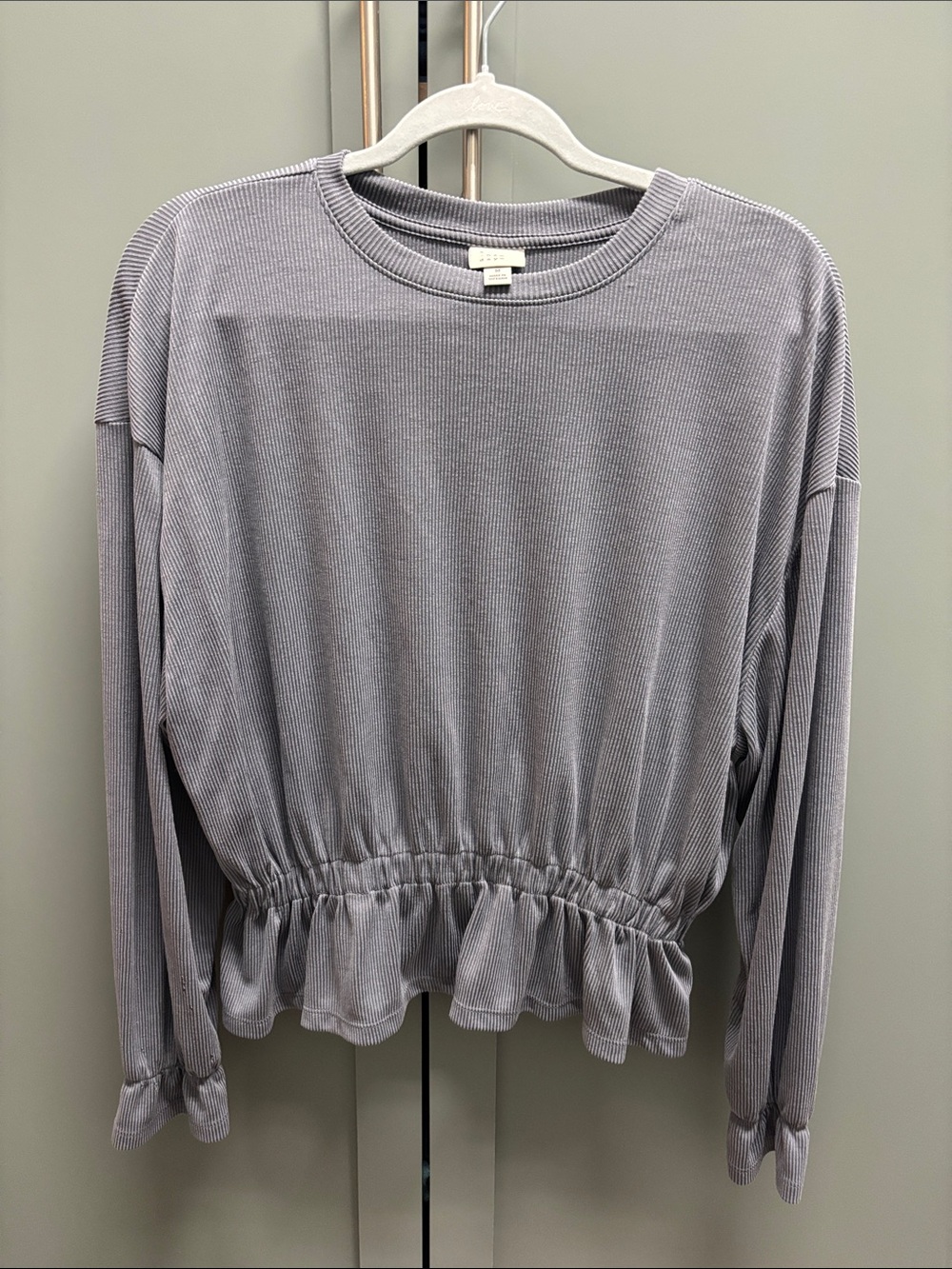 a new day Lavender Ruffle-Hem Long Sleeve Top